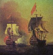 Samuel Scott Capture of the Spanish Galleon Nuestra Senora de Cavagonda by the British ship Centurion during the Anson Expedition oil painting artist